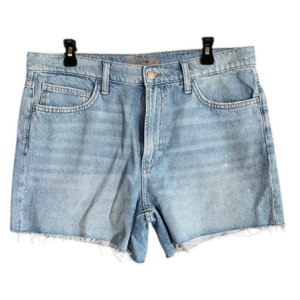 Joe's Relaxed Short Women 30 Light Blue Denim Rhinestone Embellished Cut Off